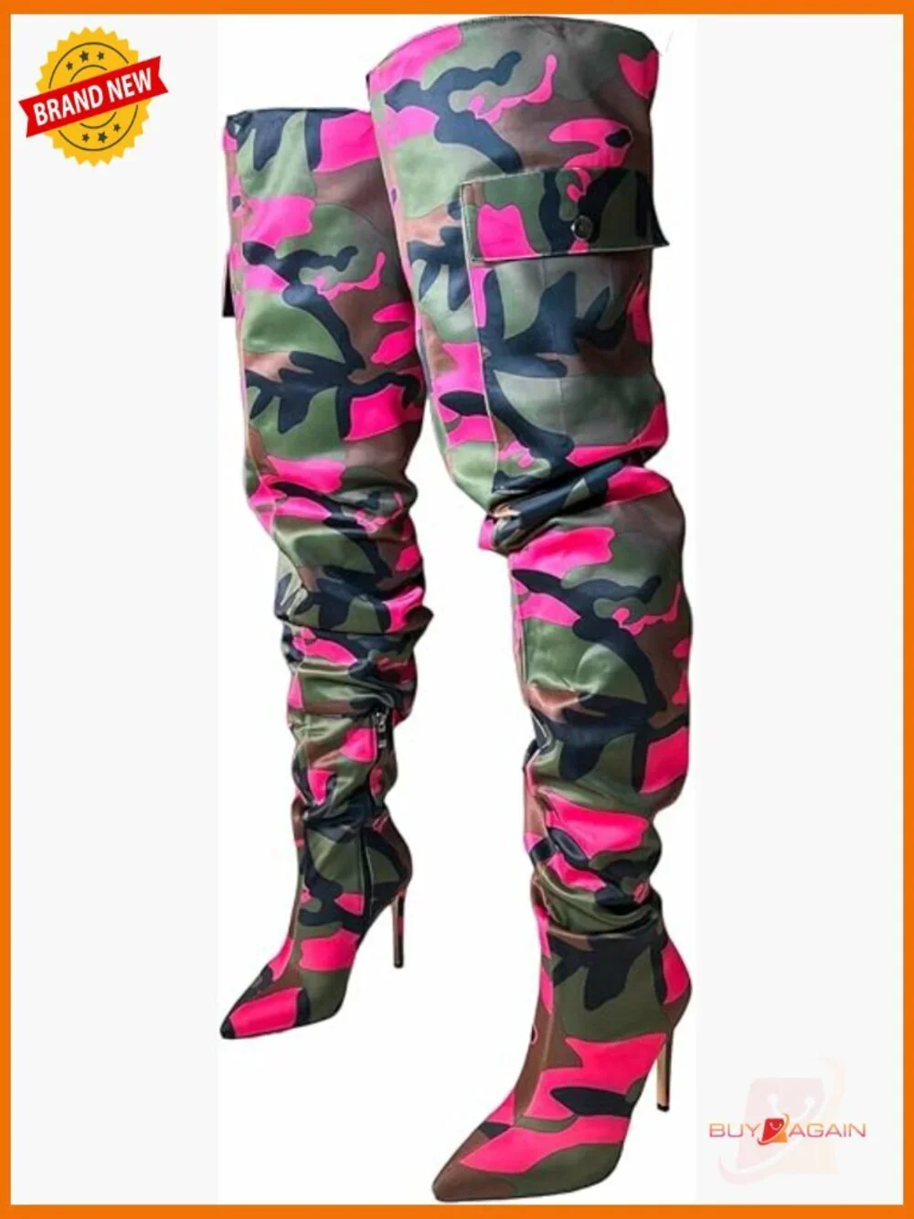 Camo Thigh High Over the Knee Boots with 3.9